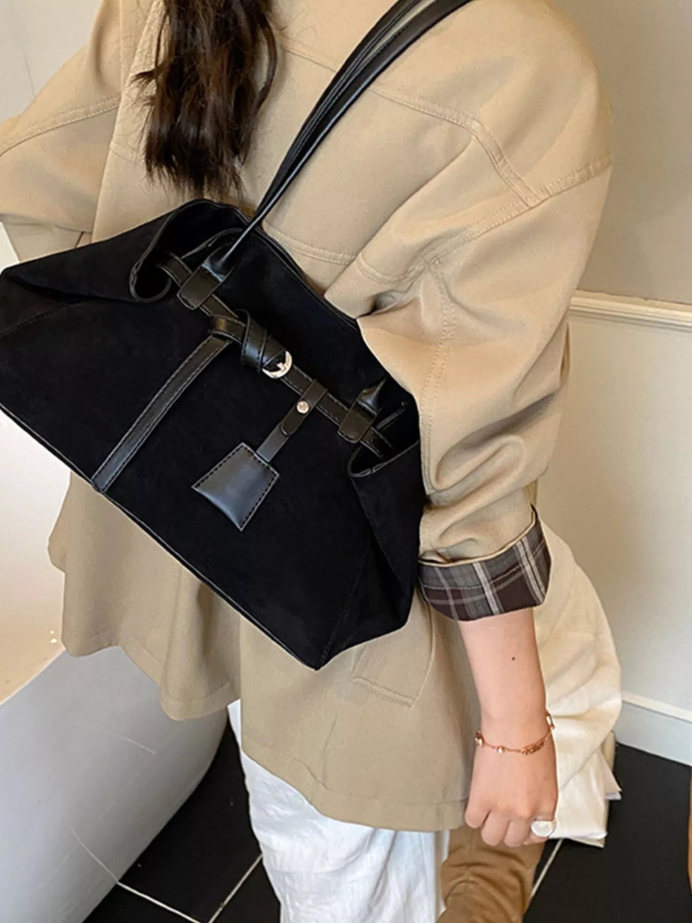 Lightweight Suede Shoulder Bag
