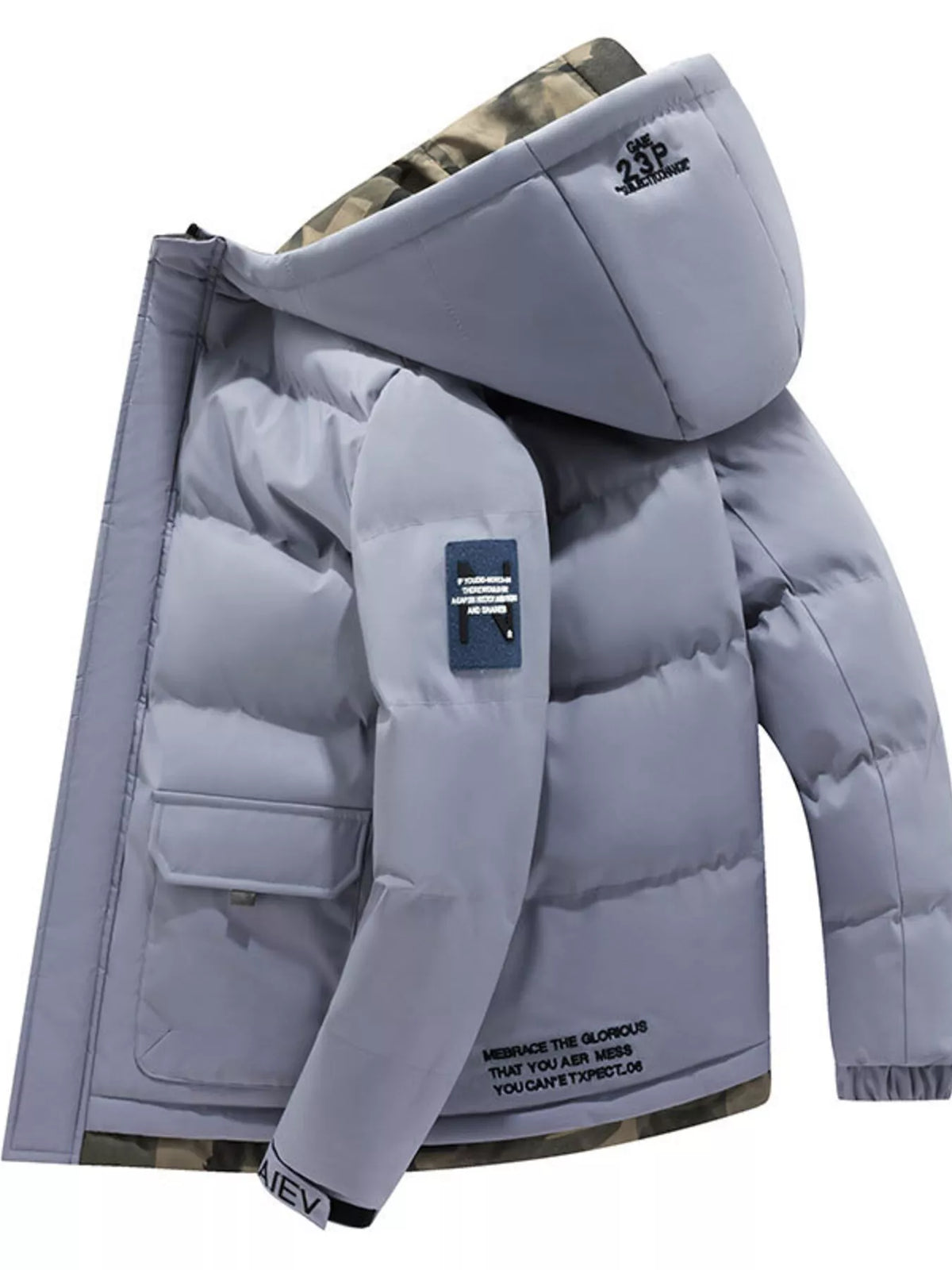 Men's Plus Size Hooded Padded Zip Up Coat