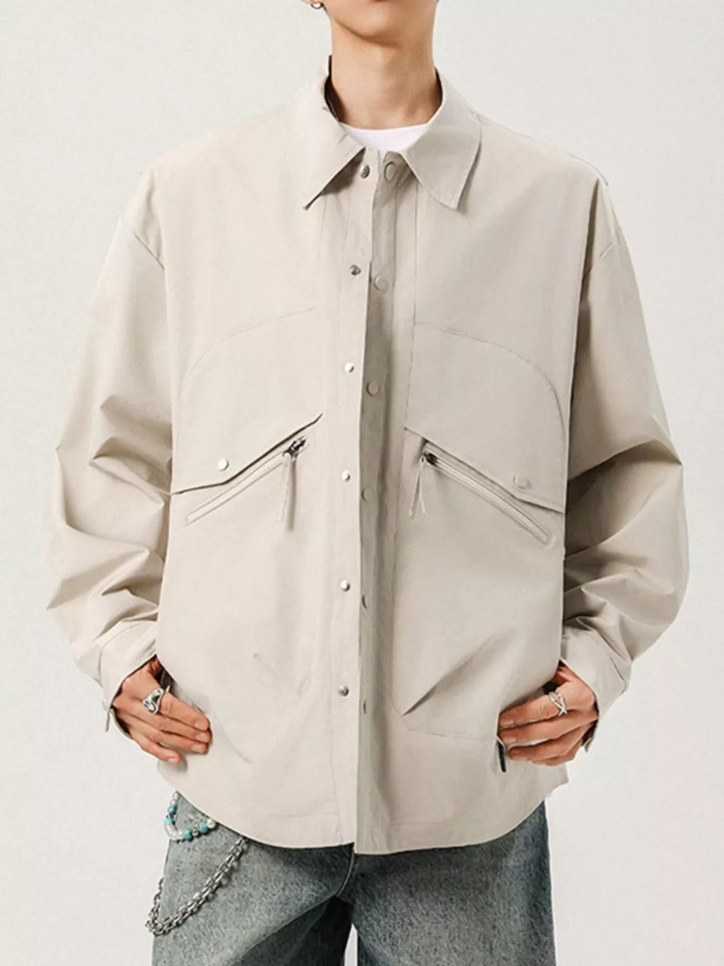 Men's Plus Size Casual Snap-Down Jacket