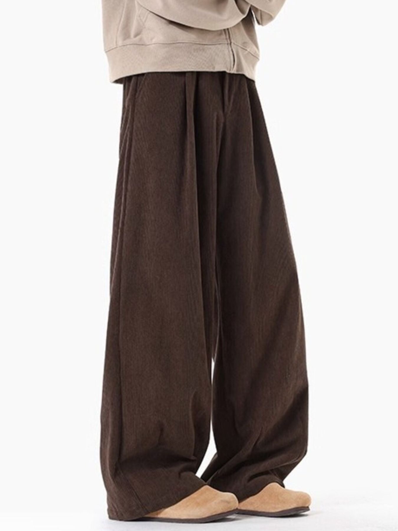 Men's Plus Size Pleated Detail Wide Leg Pants
