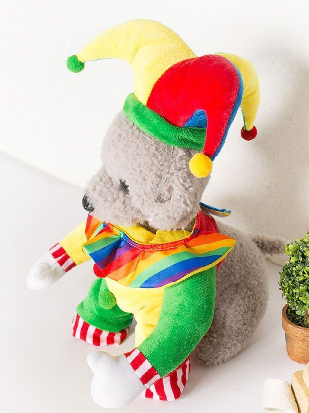 Colorful Clown Pet Jumpsuit with Hat