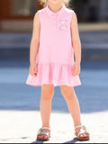 Children's Ruffled Hem Sleeveless Polo Dress