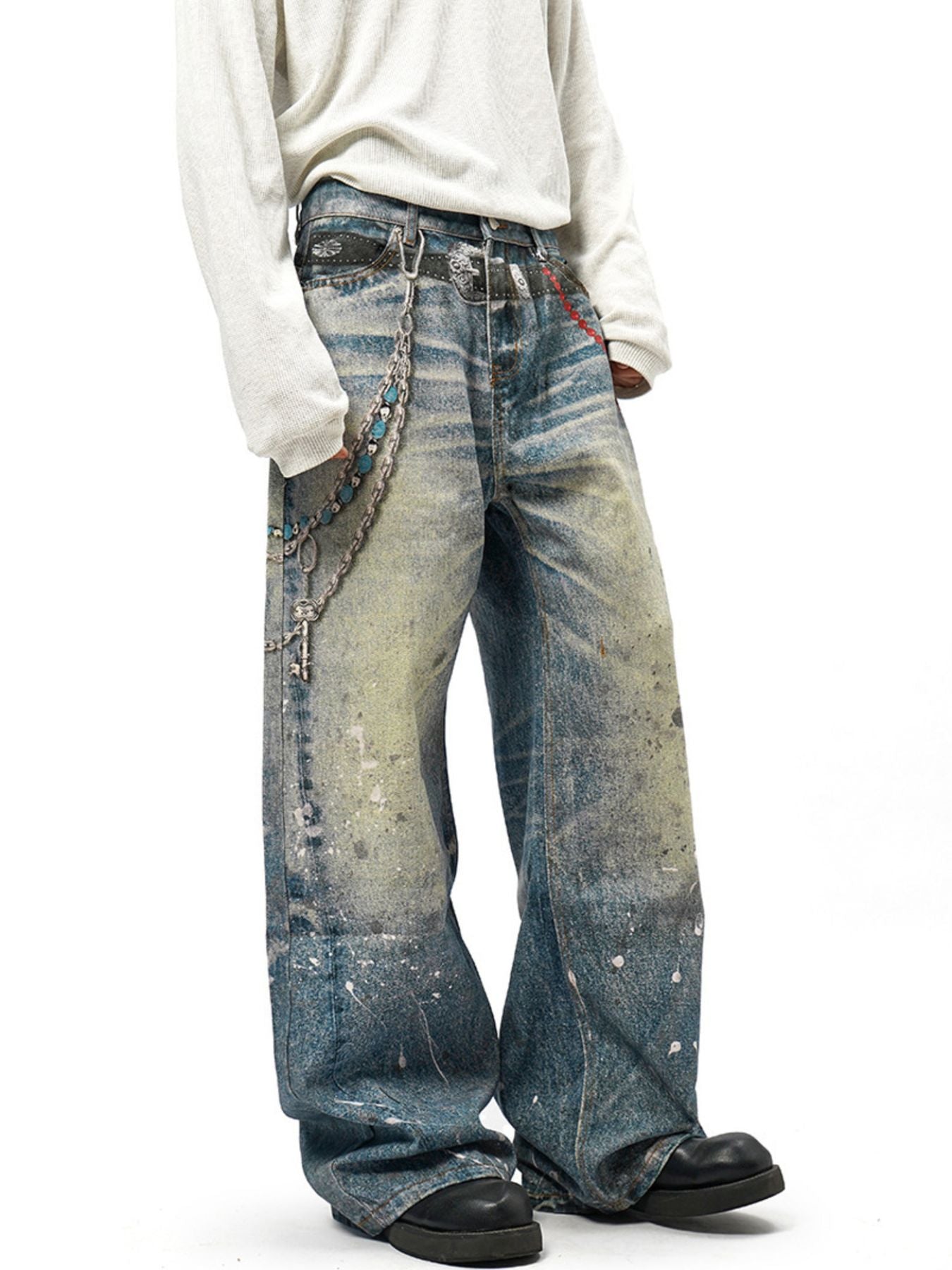 Men's Full Size Wide Leg Jeans Plus Size