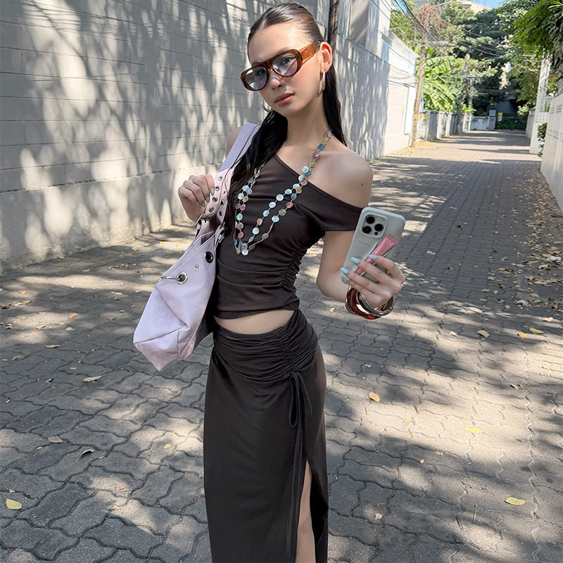 Women's Off-Shoulder Vest & Skirt Two-Piece Set