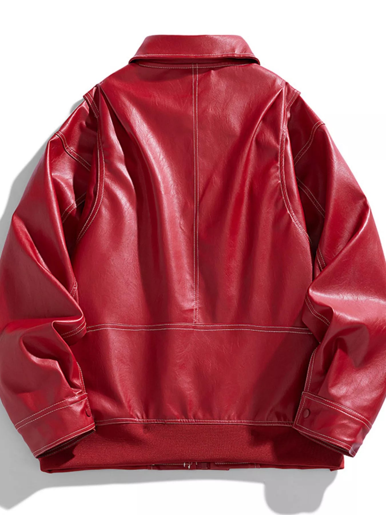 Men's Plus Size Leather Bomber Jacket