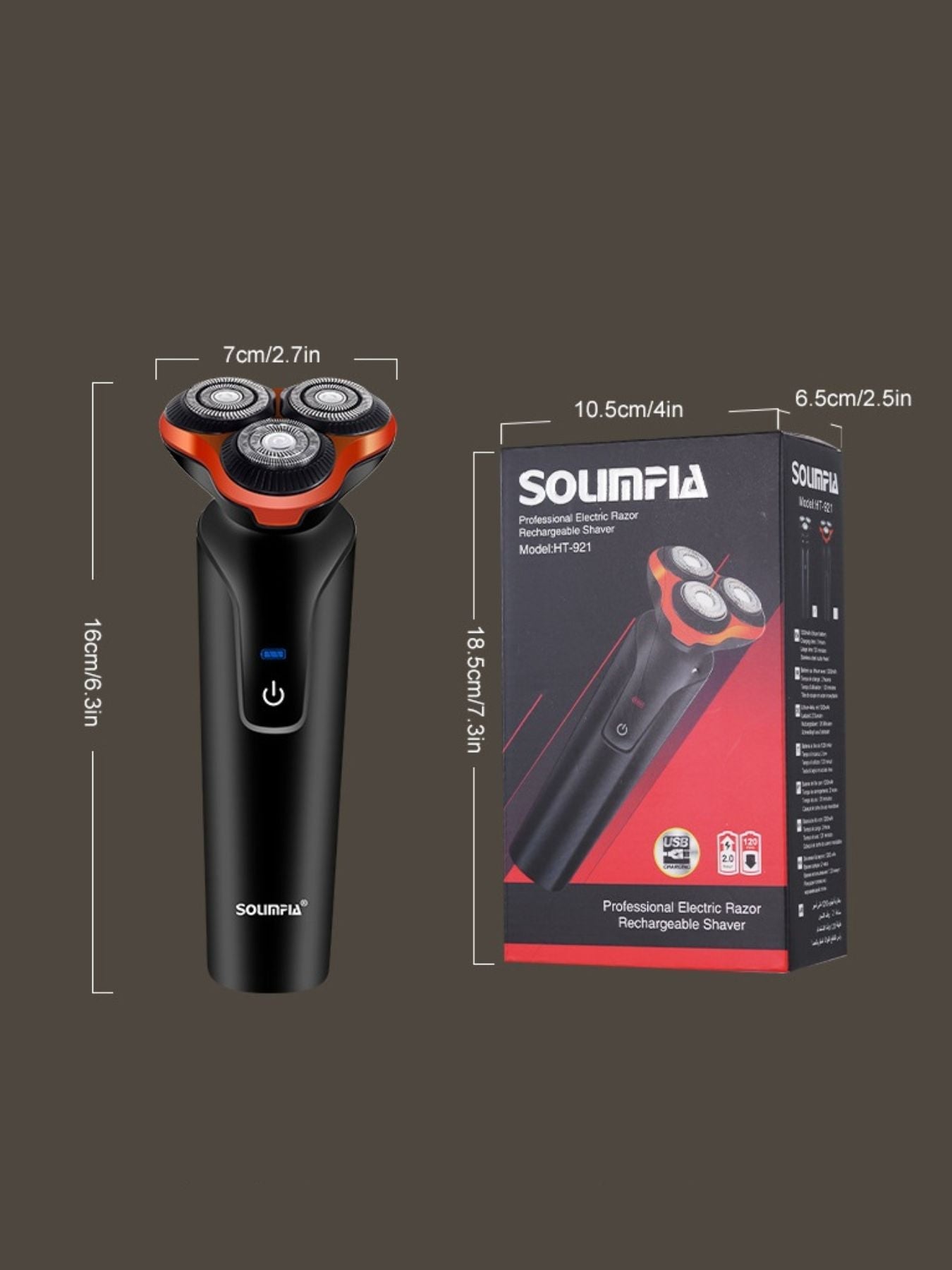 3-Head Rotary Electric Shaver