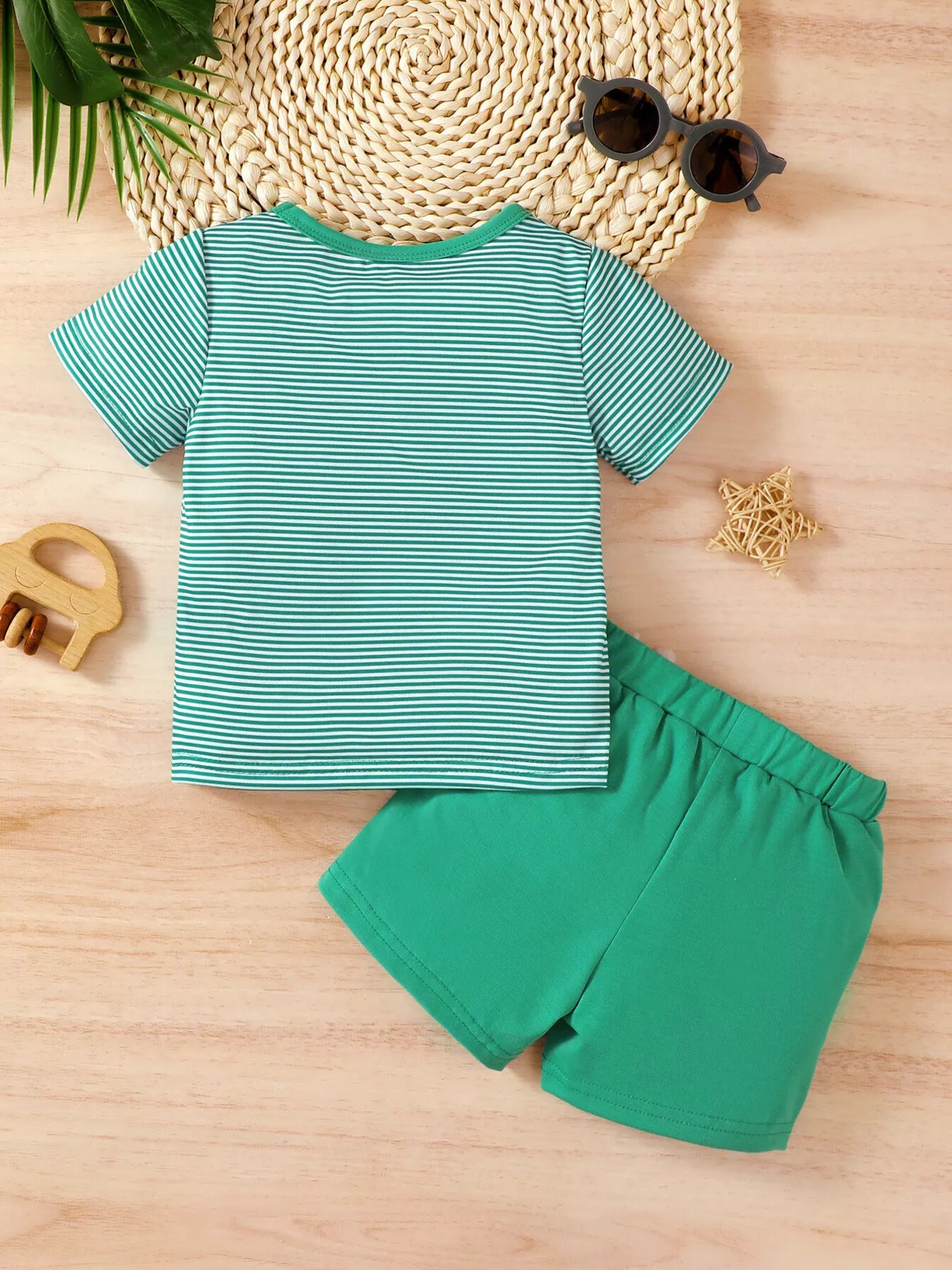 Children's Monkey Striped Top and Shorts Set