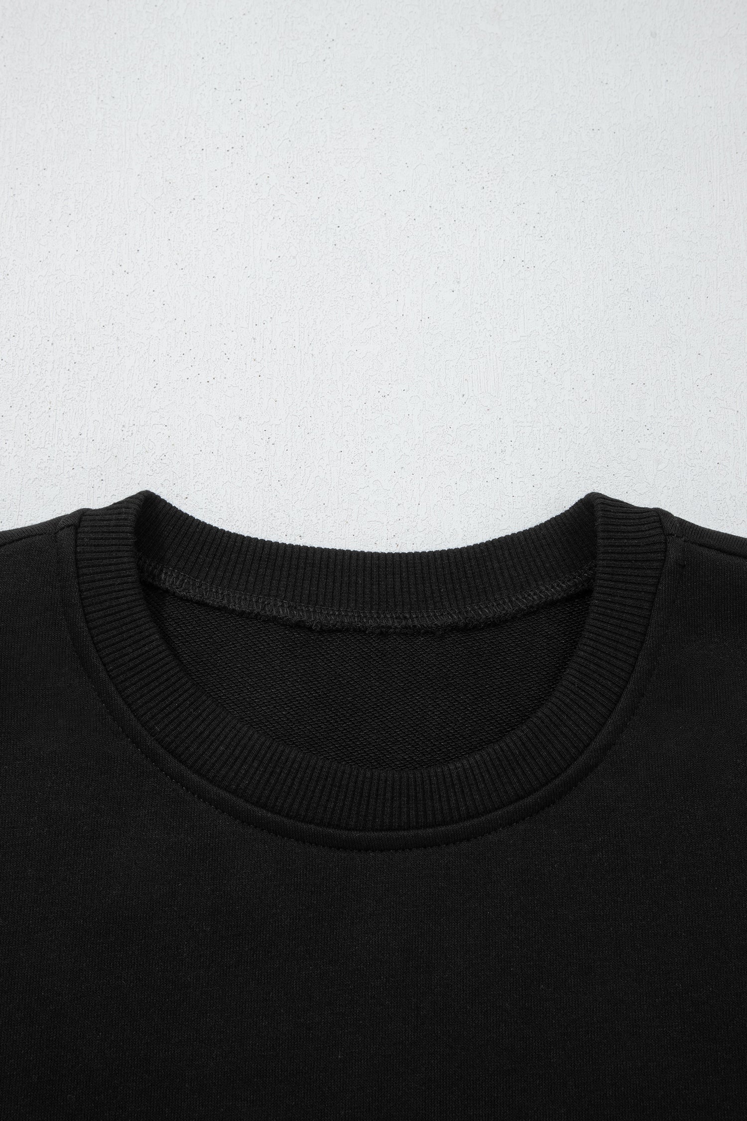 Black Solid Color Oversize Slit Sweatshirt Ribbed Leggings 2pcs Set