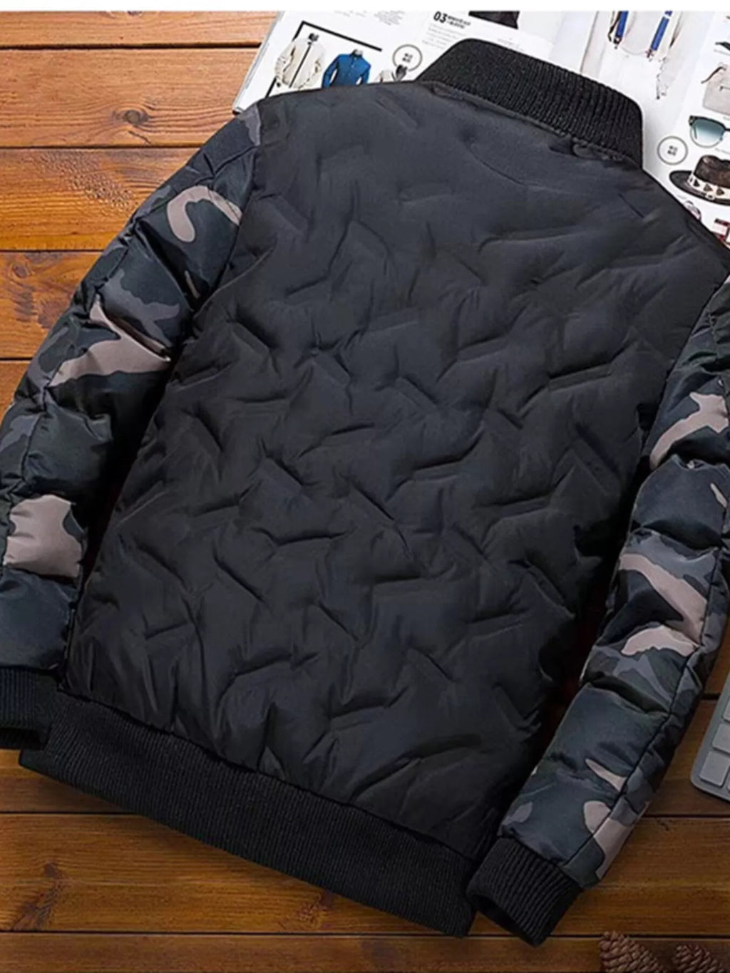 Men's Full Size Camouflage Padded Bomber Jacket Plus Size