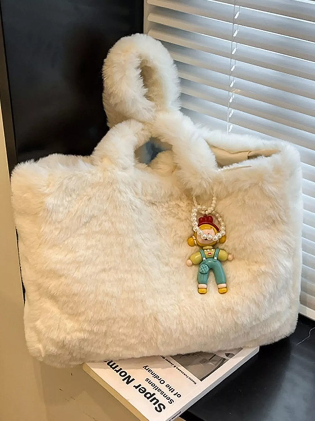 Fluffy Cartoon Charm Shoulder Bag