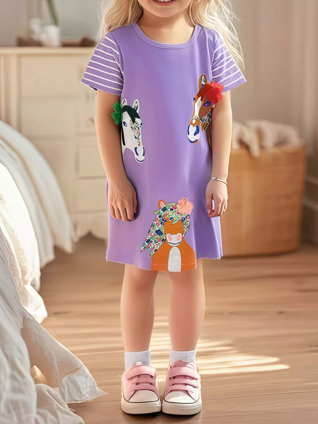 Children's Horse Short Sleeve Casual Dress