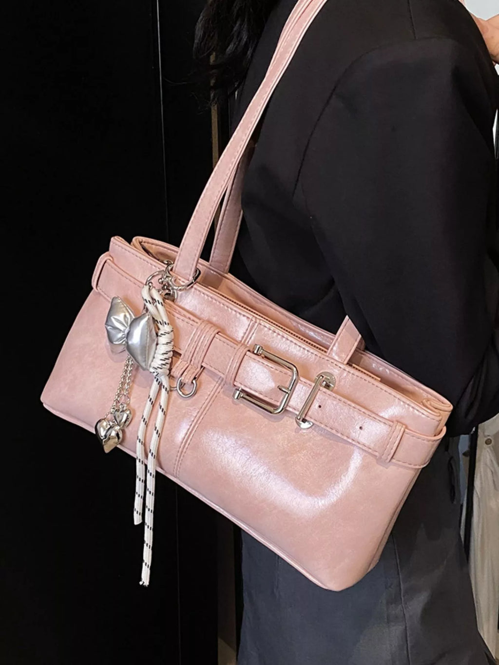 Buckle Decor Shoulder Bag