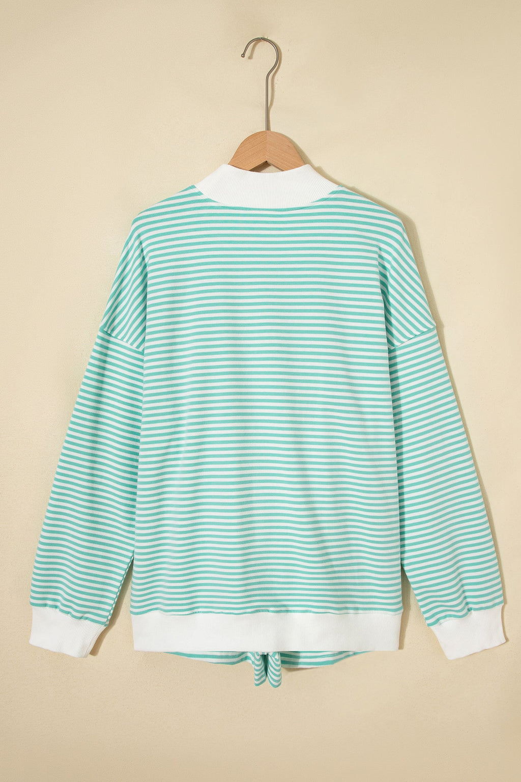 Green Stripe Oversize Mock Neck Sweatshirt and Shorts Set