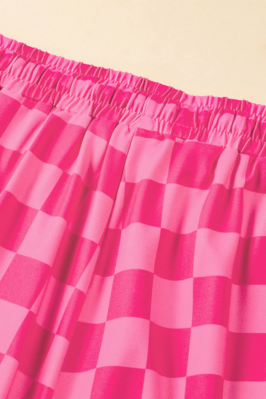 Rose Checkered Drawstring Elastic Waist Casual Shorts