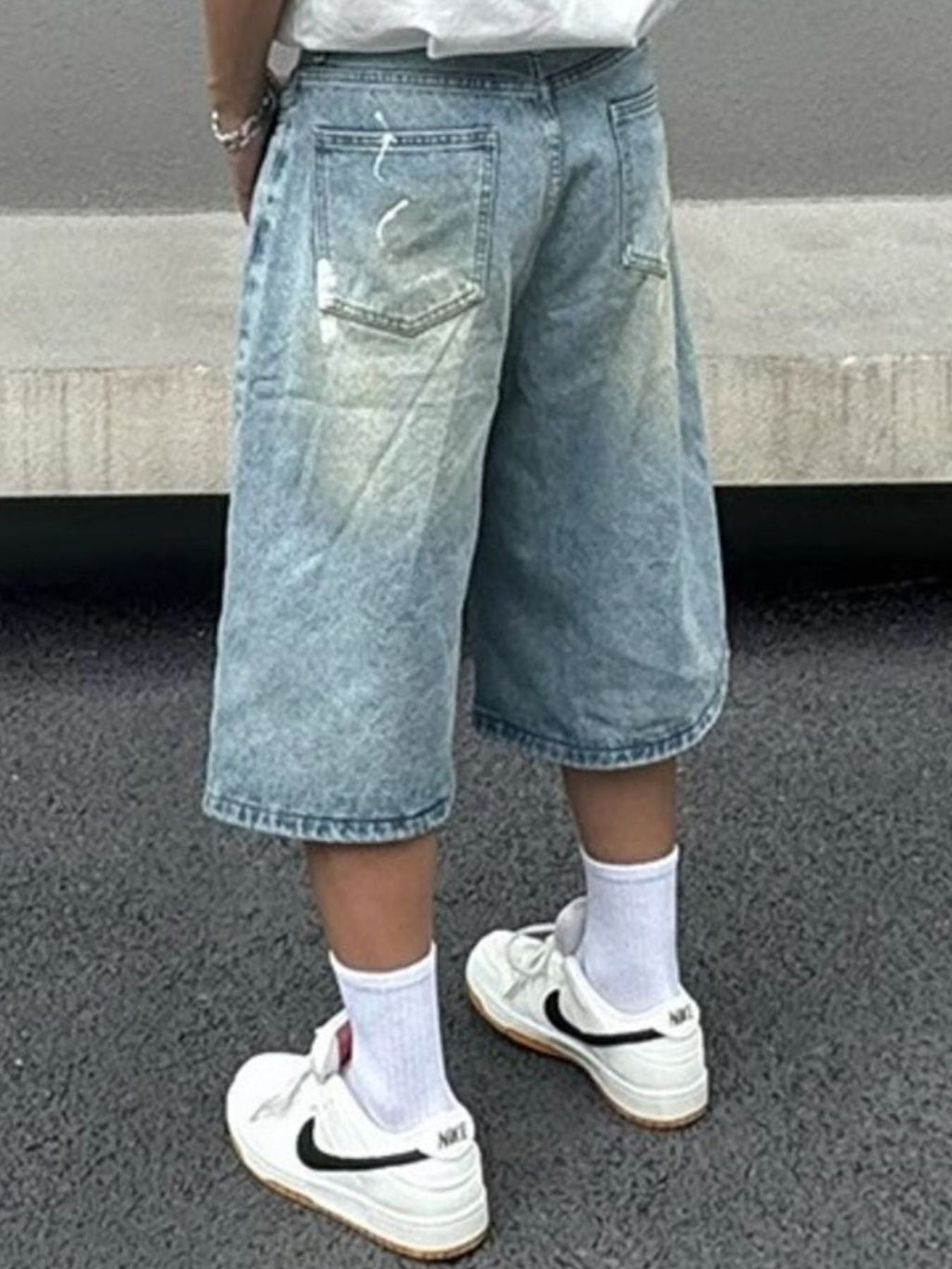 Men's Plus Size Wide-Leg Denim Shorts