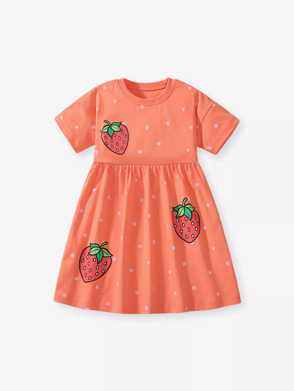 Children's Strawberry Print Casual Dress