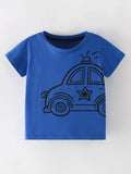 Children's Fun Police Car Graphic Short Sleeve T-Shirt