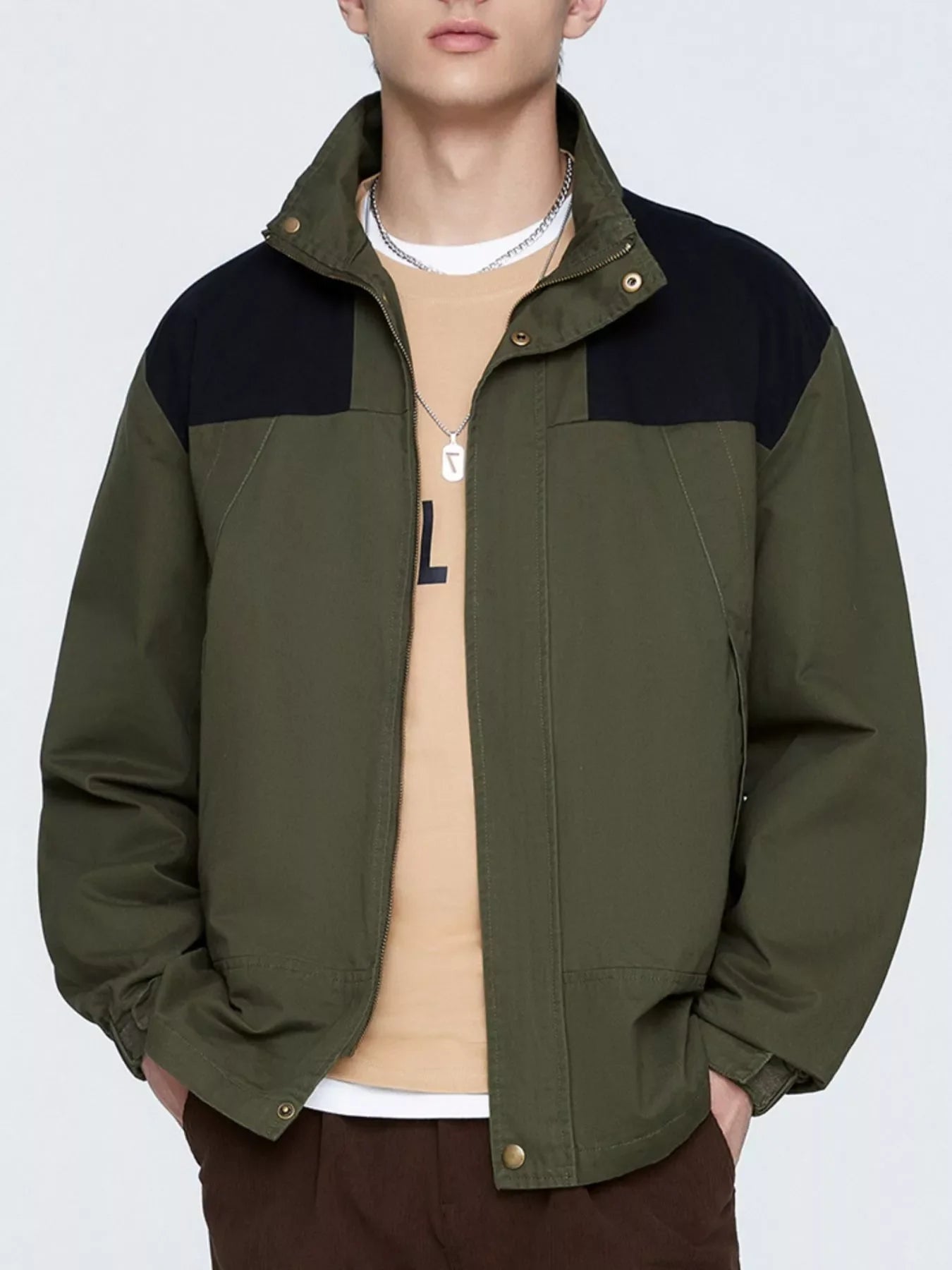 Men's Plus Size Two-Tone Windproof Jacket