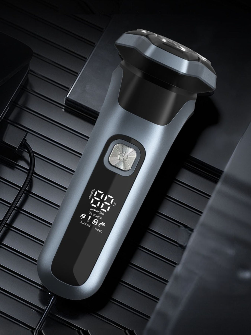Rechargeable Rotary Electric Shaver with LED Display