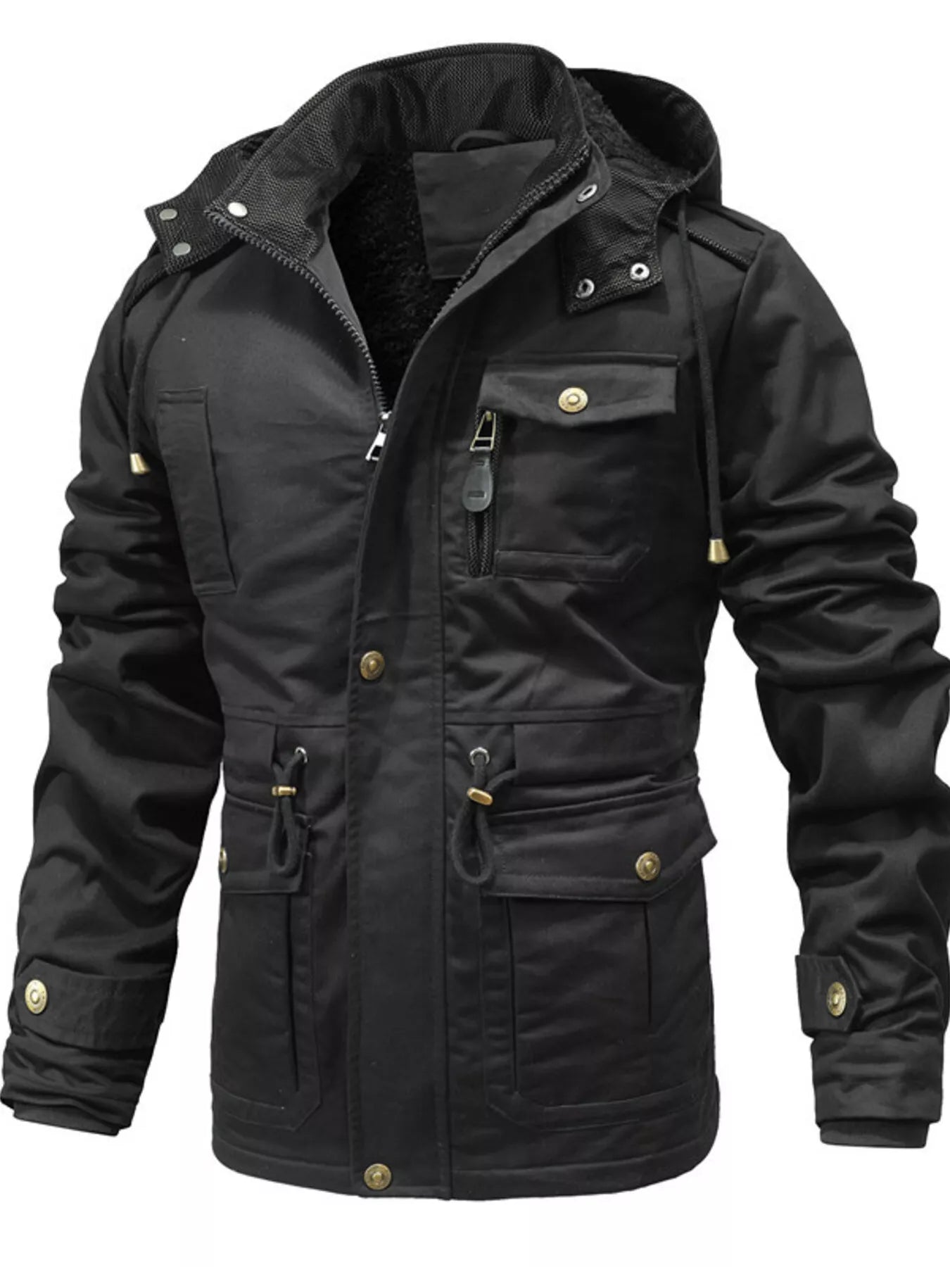 Men's Full Size Zip Up Multiple Pockets Jacket Plus Size