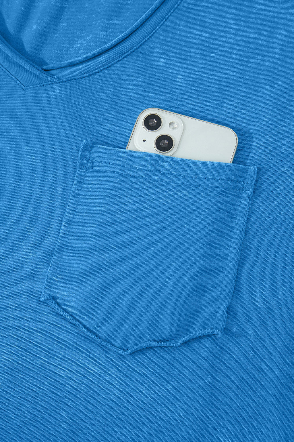 Blue Cotton Mineral Wash T Shirt