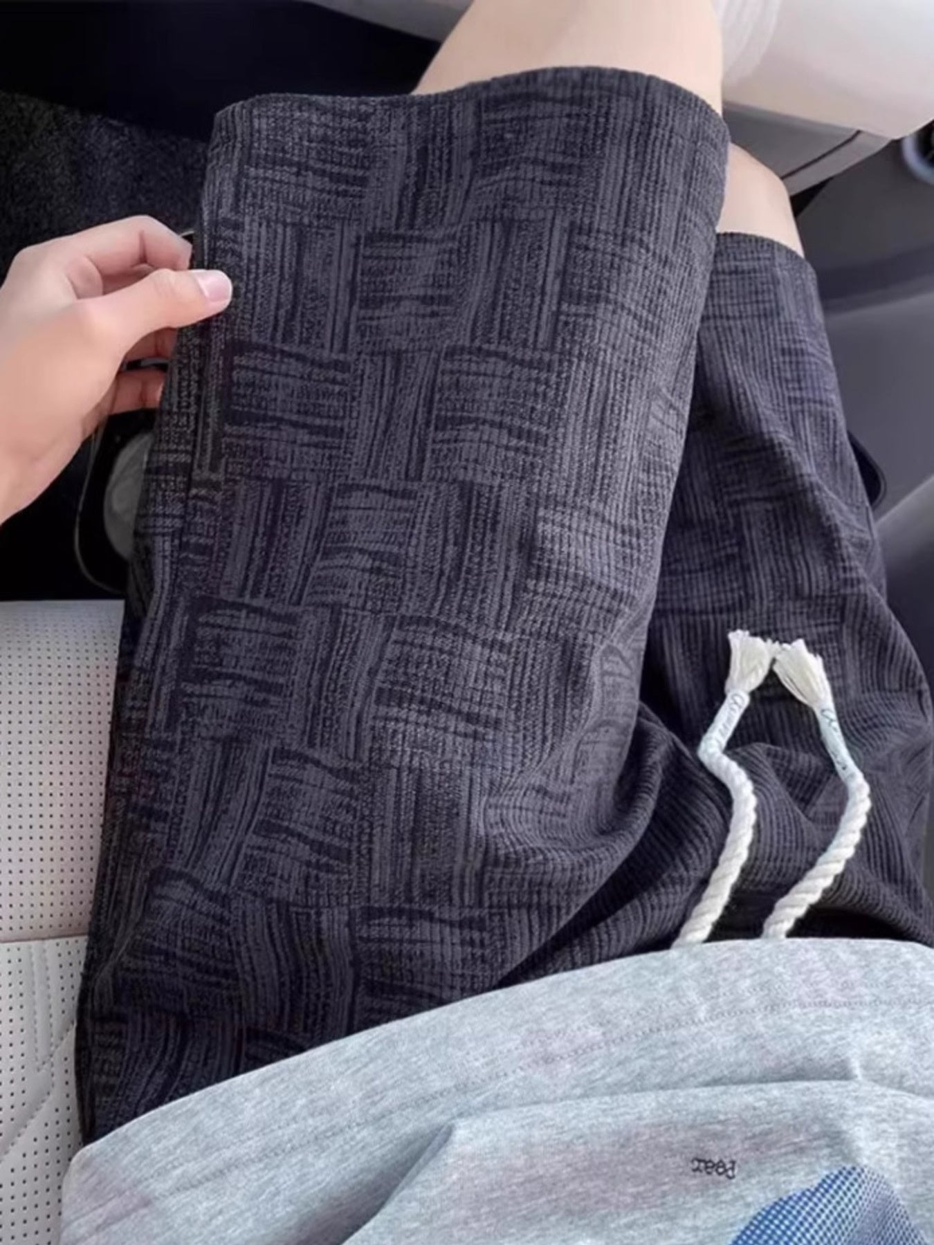 Men's Plus Size Textured Drawstring Casual Shorts