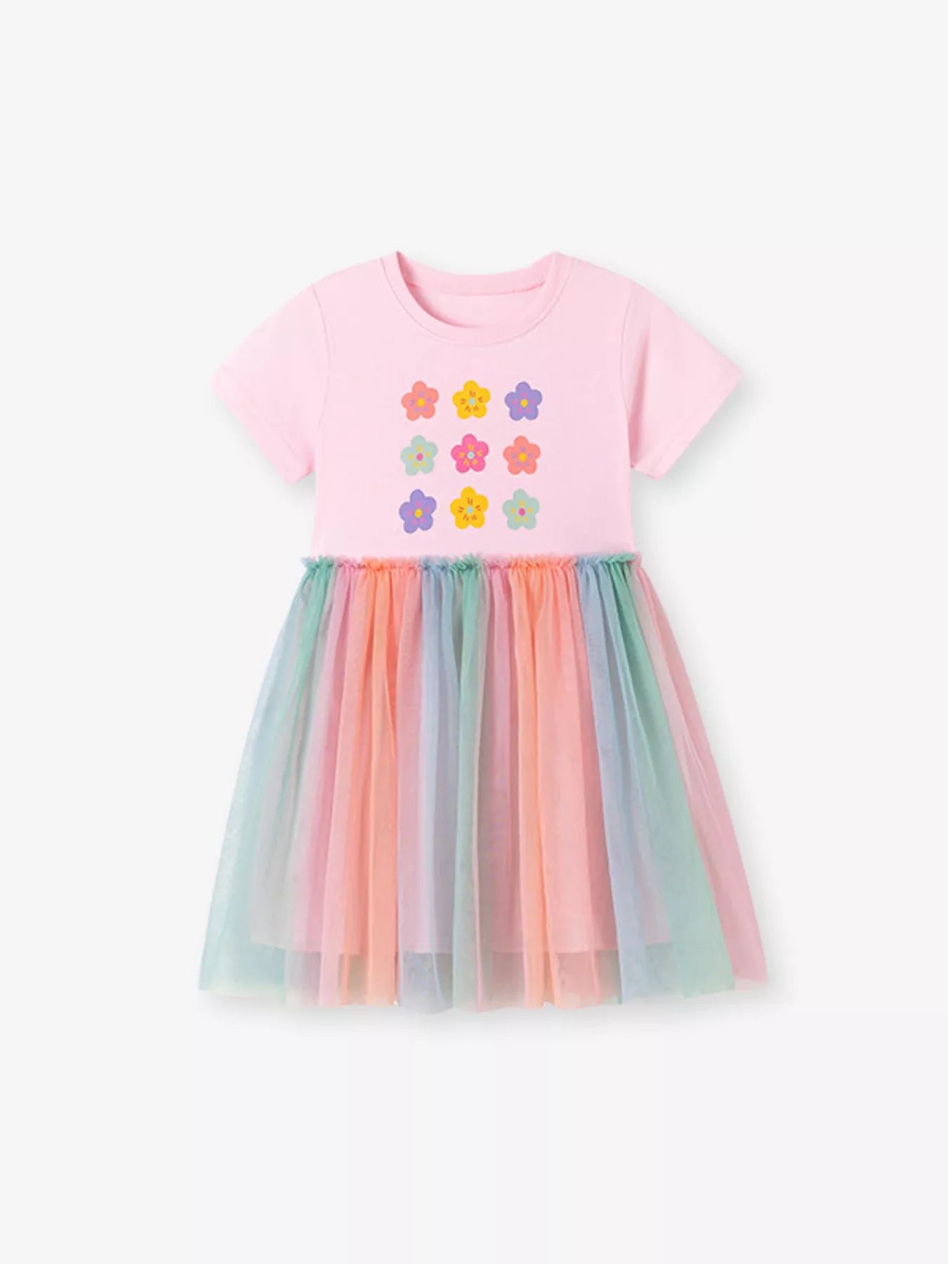 Children's Floral Rainbow Tulle Dress