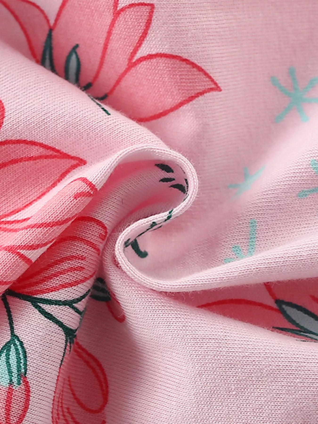 Children's Floral Print Short Sleeve Tee and Shorts Set