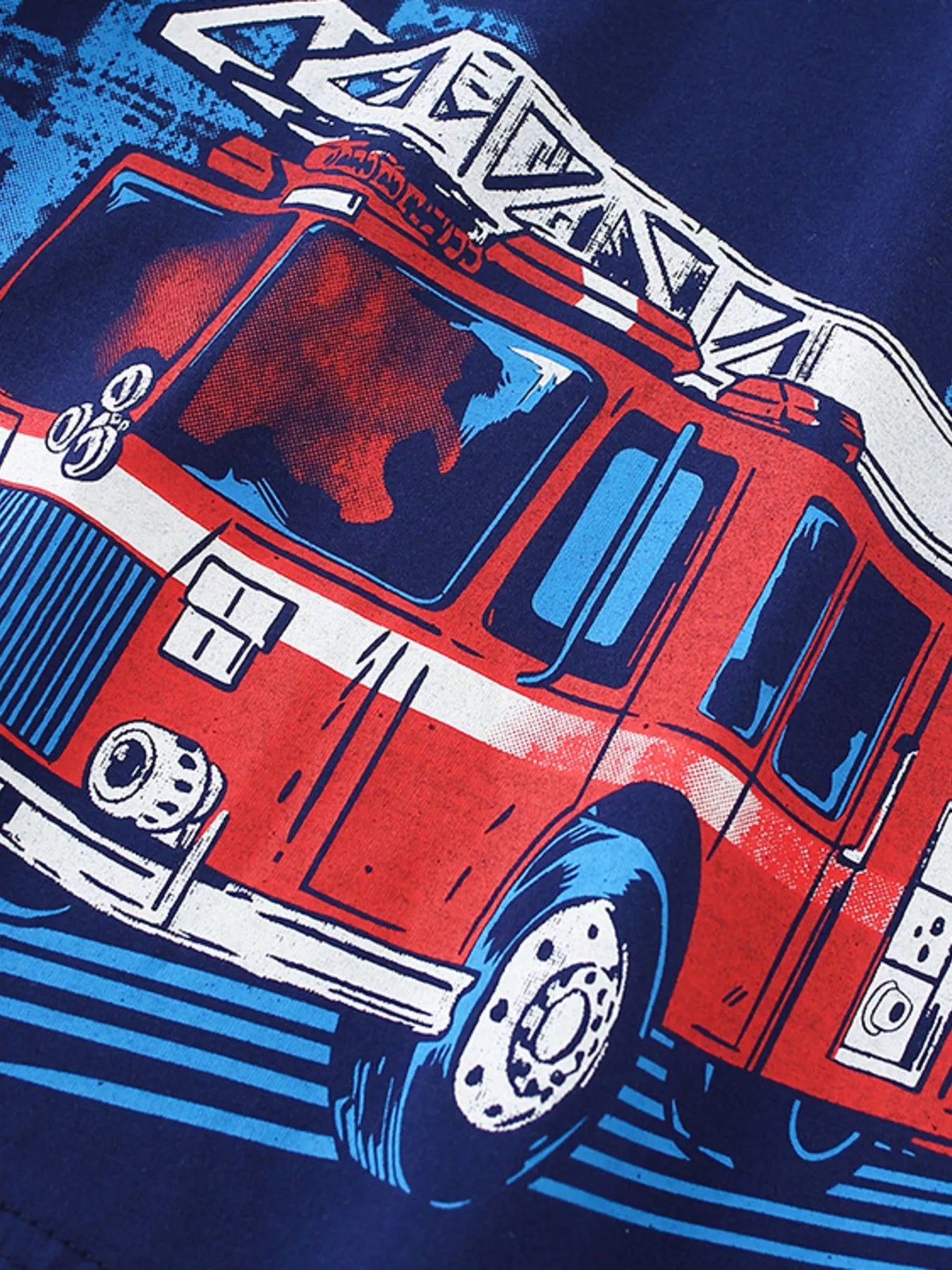 Children's Fire Truck Graphic Short Sleeve T-Shirt