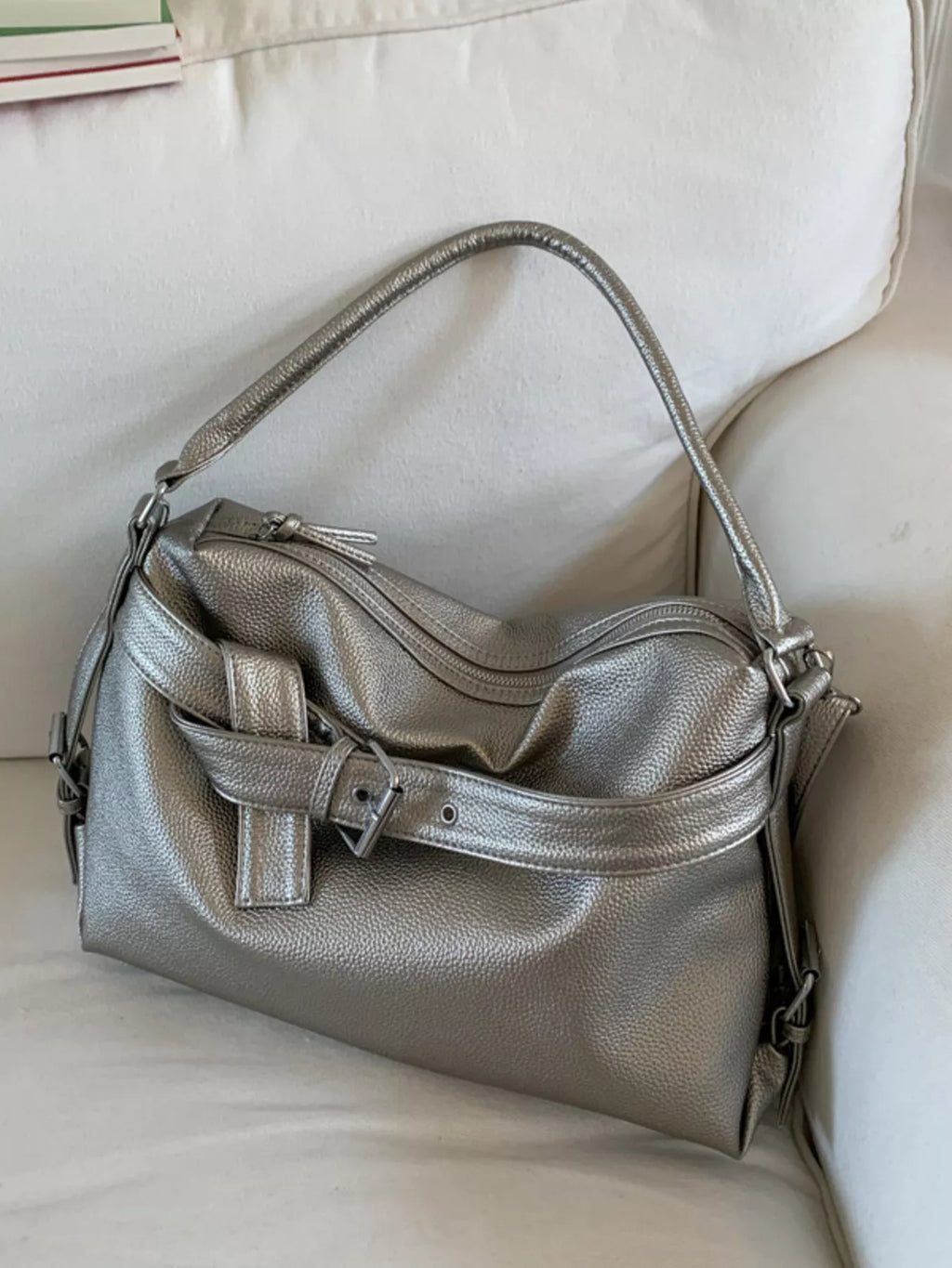 Decor Buckle Leather Shoulder Bag
