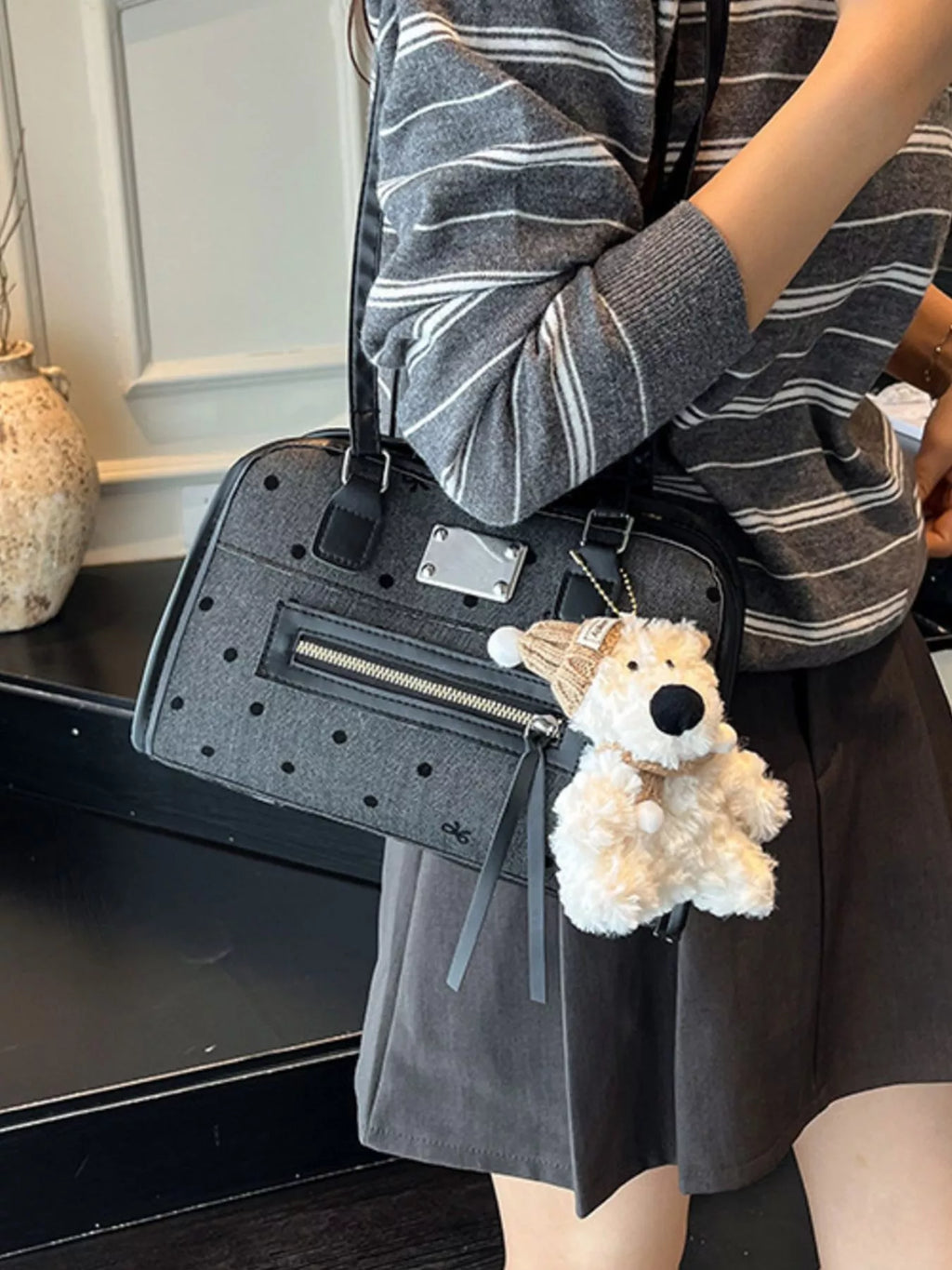 Polka Dot Convertible Shoulder Bag