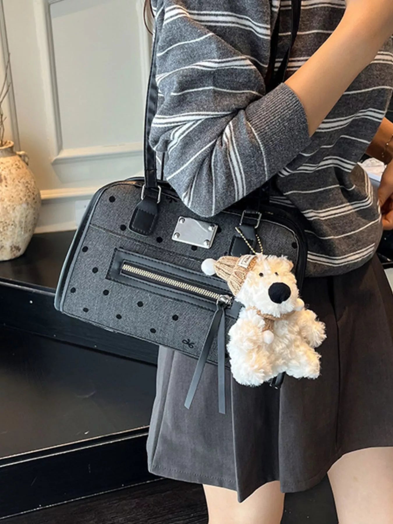 Polka Dot Convertible Shoulder Bag