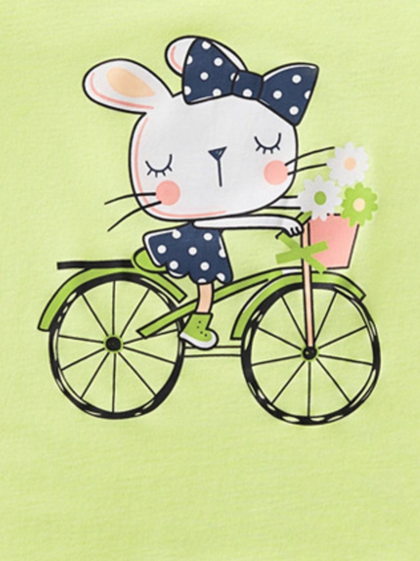 Children's Rabbit Bicycle Graphic Short Sleeve T-Shirt