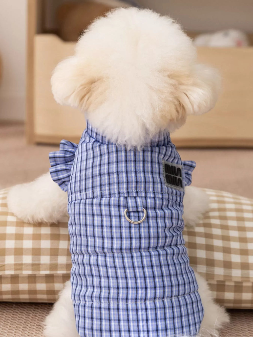Plaid Ruffle Trim Pet Jacket