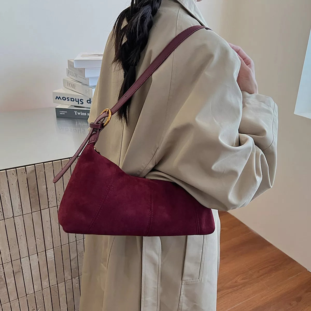 Lightweight Solid Color Shoulder Bag