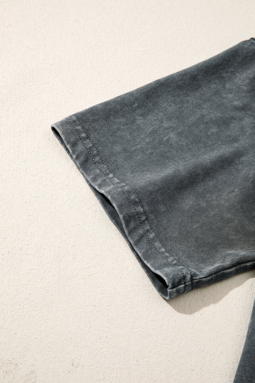 Dark Grey Solid Color Cotton Mineral Washed Oversize Tee