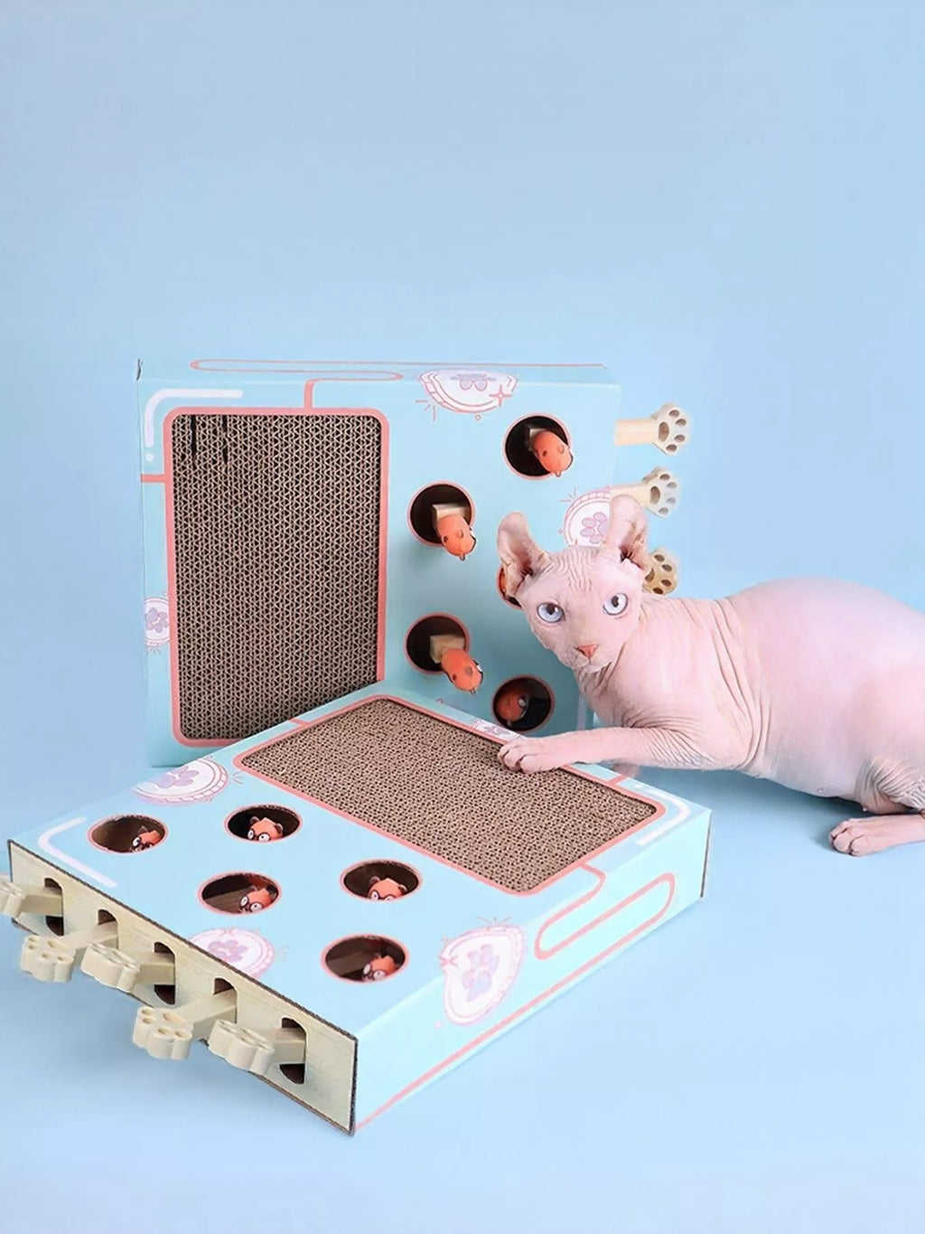 Interactive Whack-A-Mole Cat Toy Box
