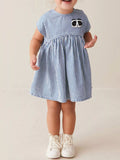 Children's Striped Panda Applique Casual Dress