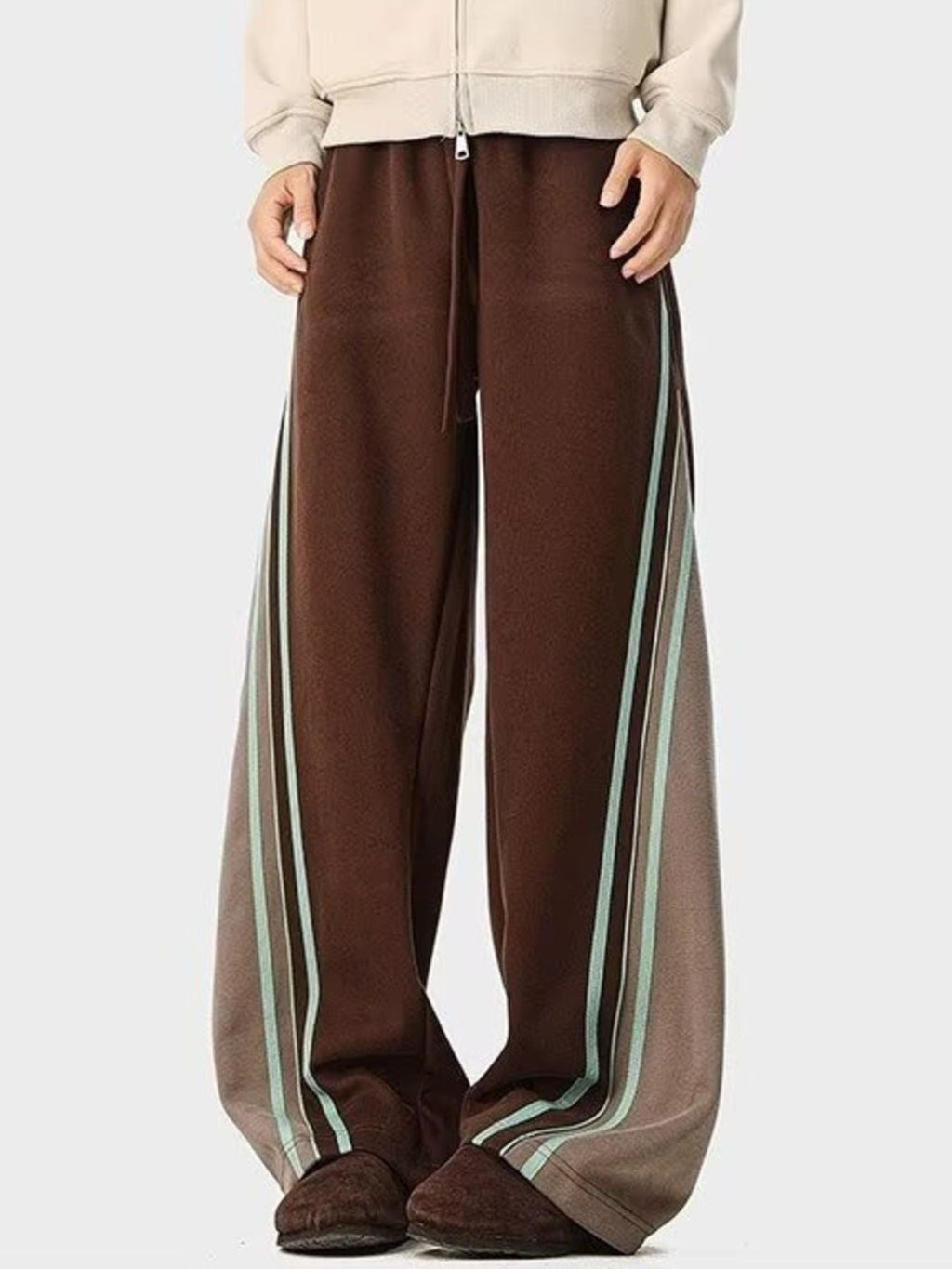 Men's Plus Size Striped Drawstring Wide Leg Casual Pants