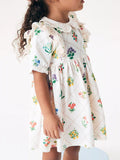 Children's Floral Print Ruffle Peter Pan Collar Dress