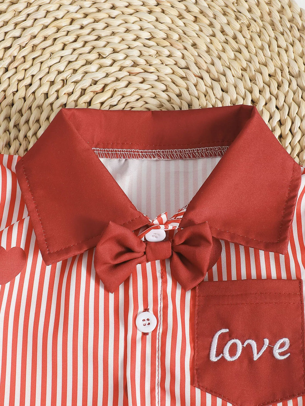 Children's Lucky Clover Print Striped Shirt & Shorts Set