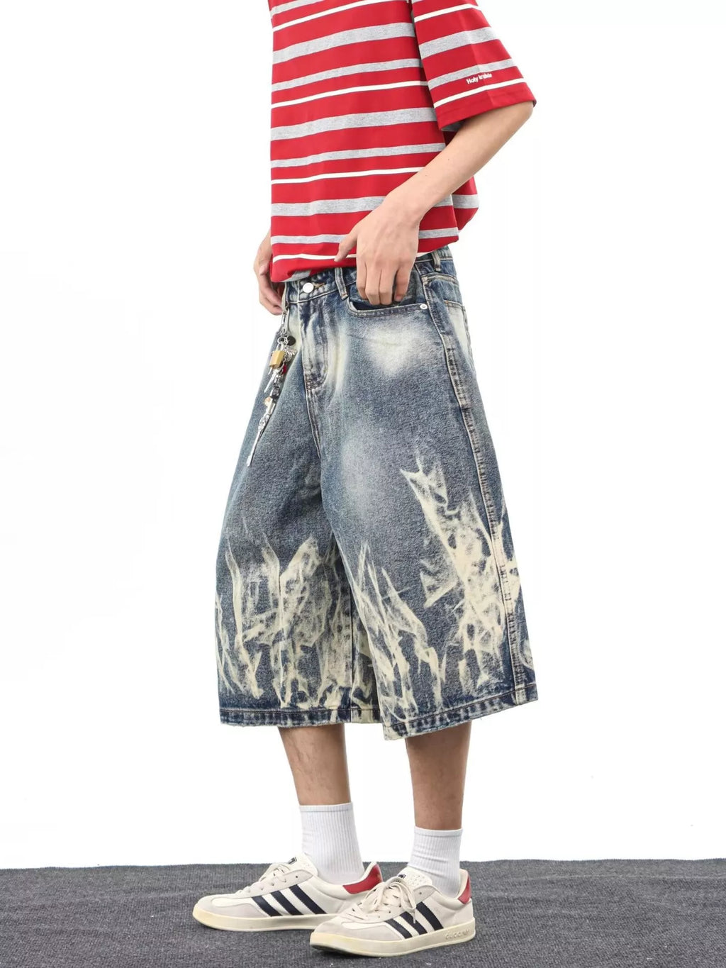 Men's Full Size Wide-Leg Denim Shorts Plus Size