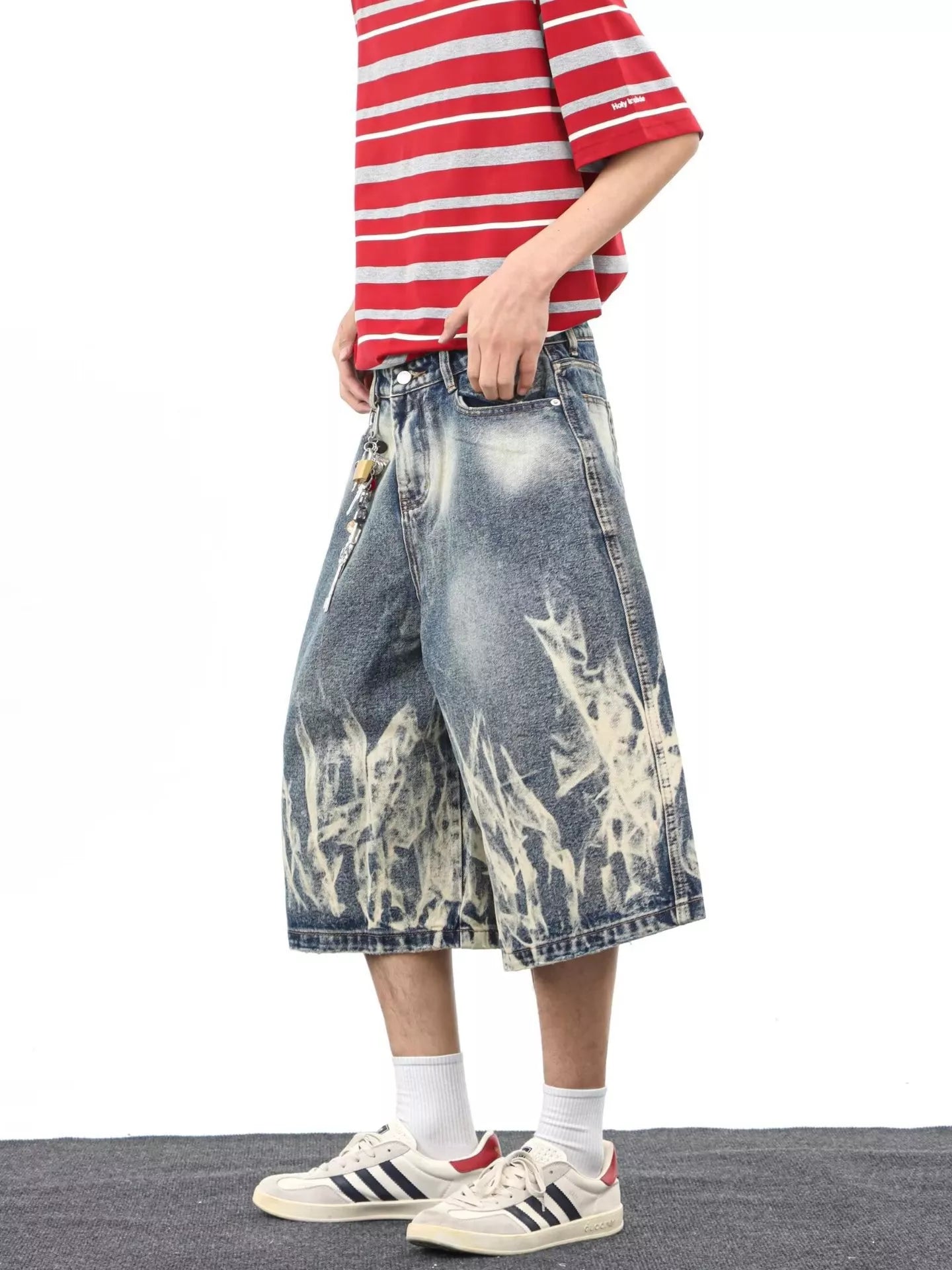 Men's Full Size Wide-Leg Denim Shorts Plus Size