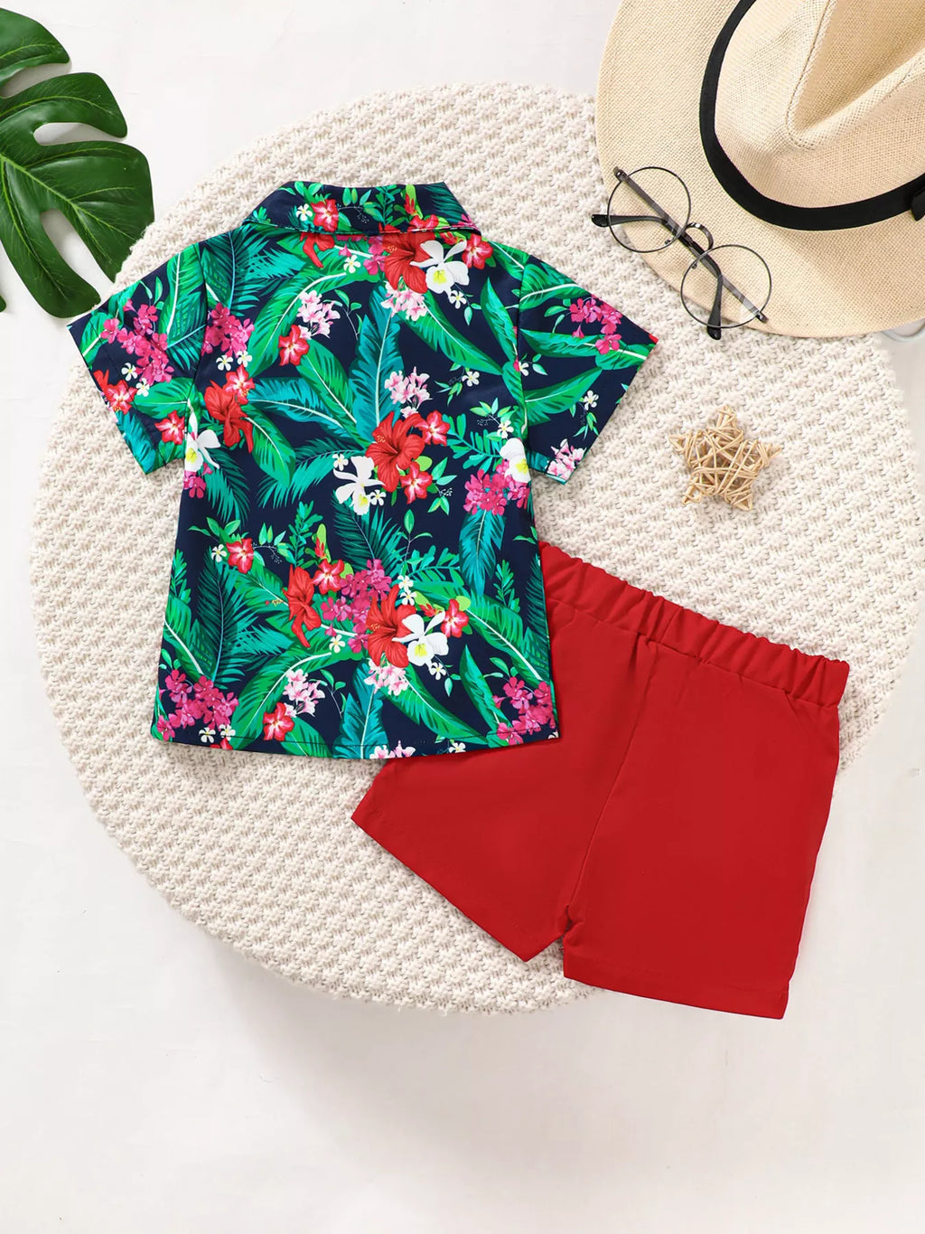 Children's Tropical Print Shirt & Shorts Set