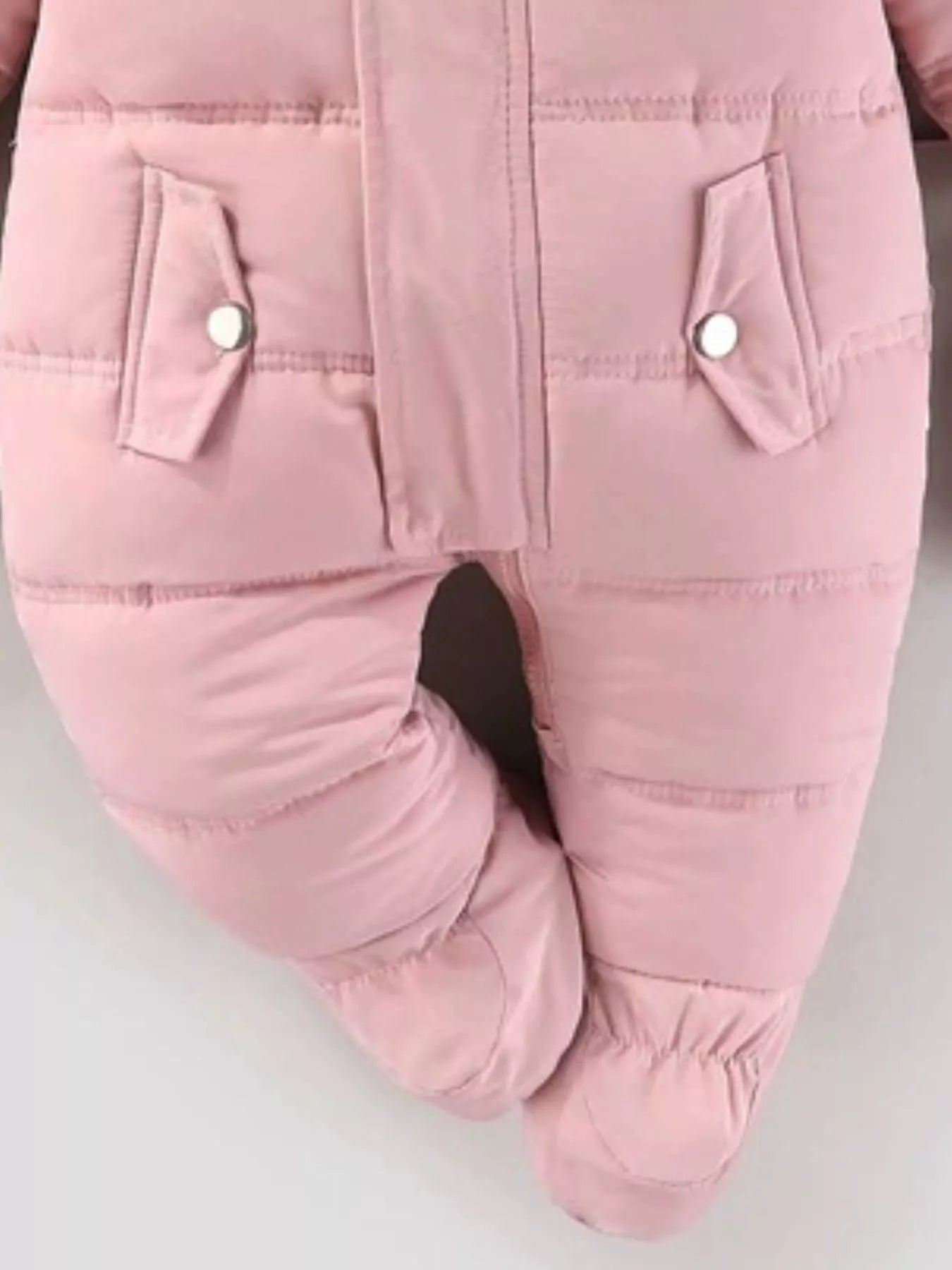 Children's Warm Padded One-Piece Snowsuit with Fur Hood