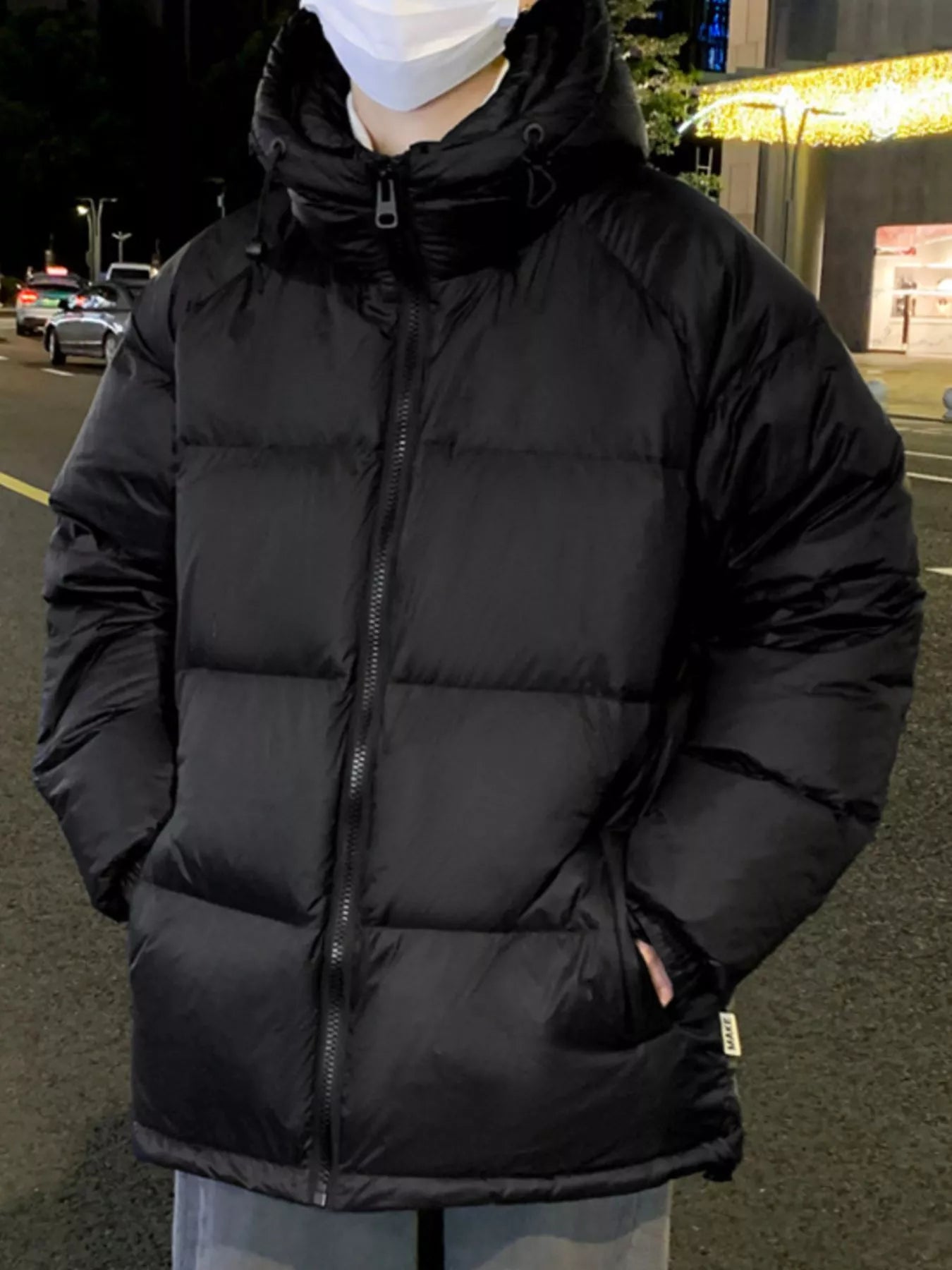 Men's Full Size Zip Up Warm Padded Hooded Puffer Jacket Plus Size