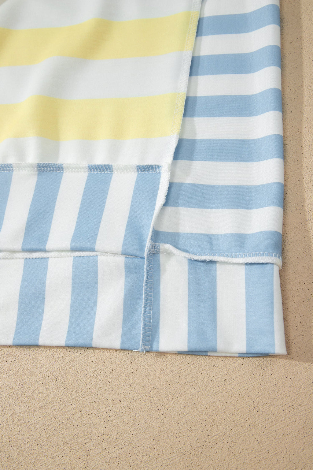 Yellow Stripe Exposed Seam Contrast Patchwork Oversized Top