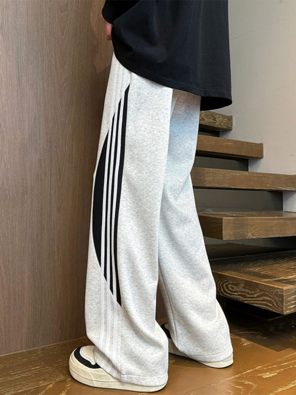 Men's Plus Size Striped Wide Leg Casual Pants