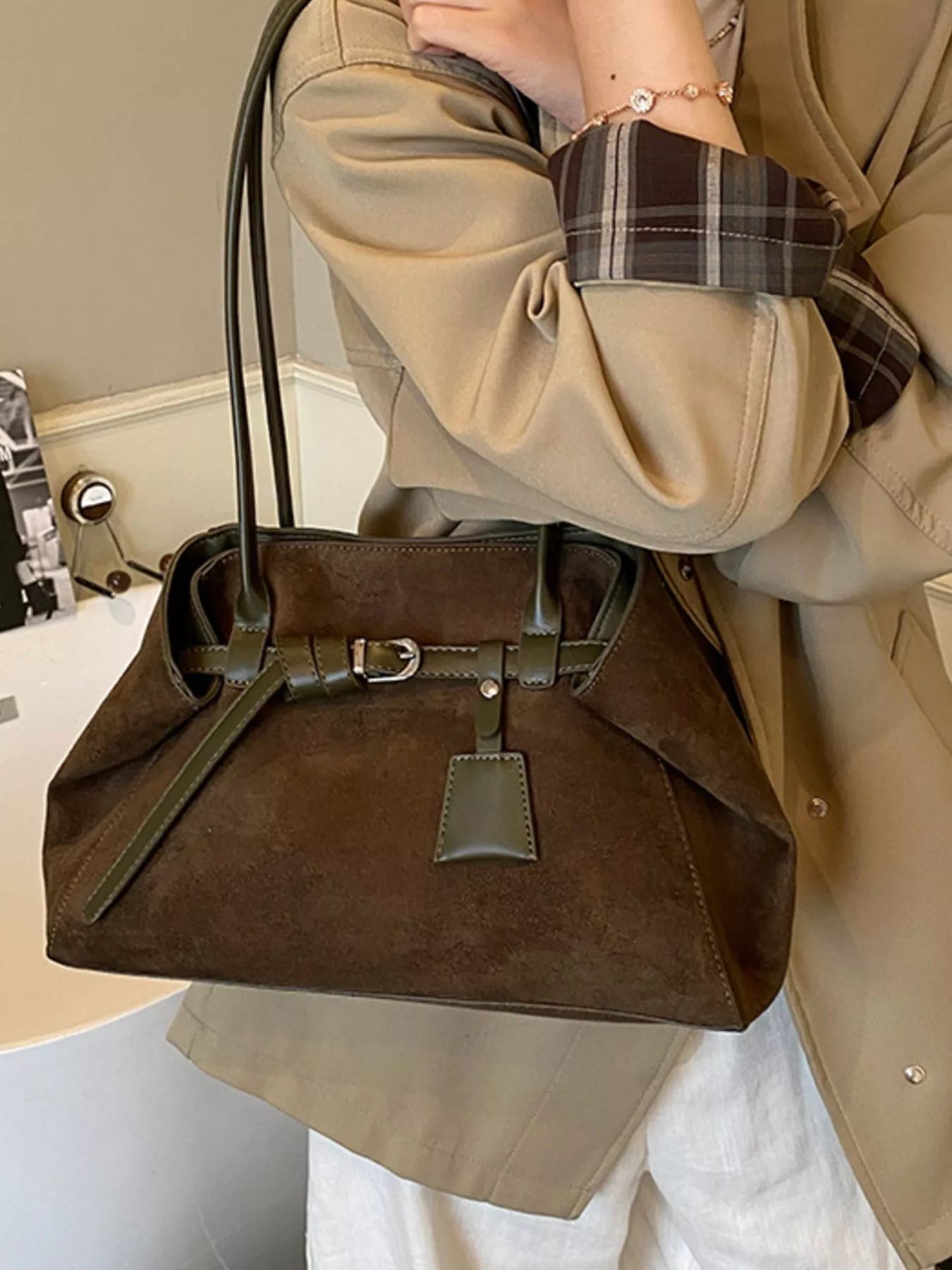 Lightweight Suede Shoulder Bag