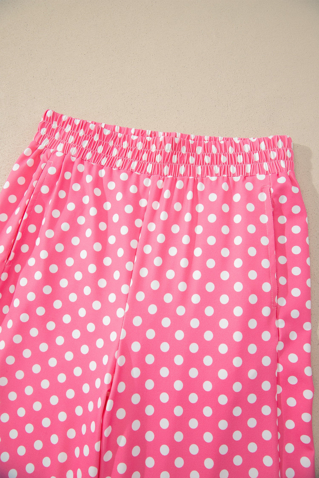 Pink Polka Dot Print Slim Tank Loose Pants 2pcs Outfit
